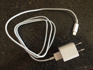 iPhone 5 Lightening cable with USB outlet plug from FastTech.com
