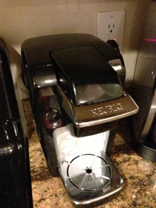 Kureg coffee maker plugged into the kitchen GFI outlet