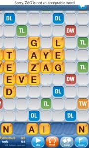 Sorry Zag is not an acceptable word screen shot on Windows 8 phone