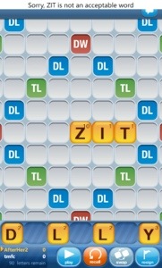Sorry Zit is not an acceptable word screen shot on Windows 8 phone