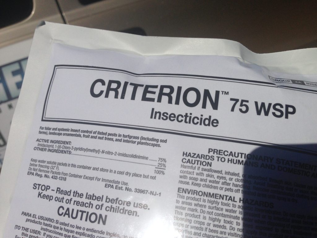 criterion 75 wsp insecticide used to prevent and kill weevils in agave plants
