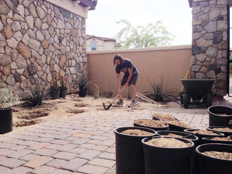 digging holes for landscaping loggia garden in las vegas desert dirt