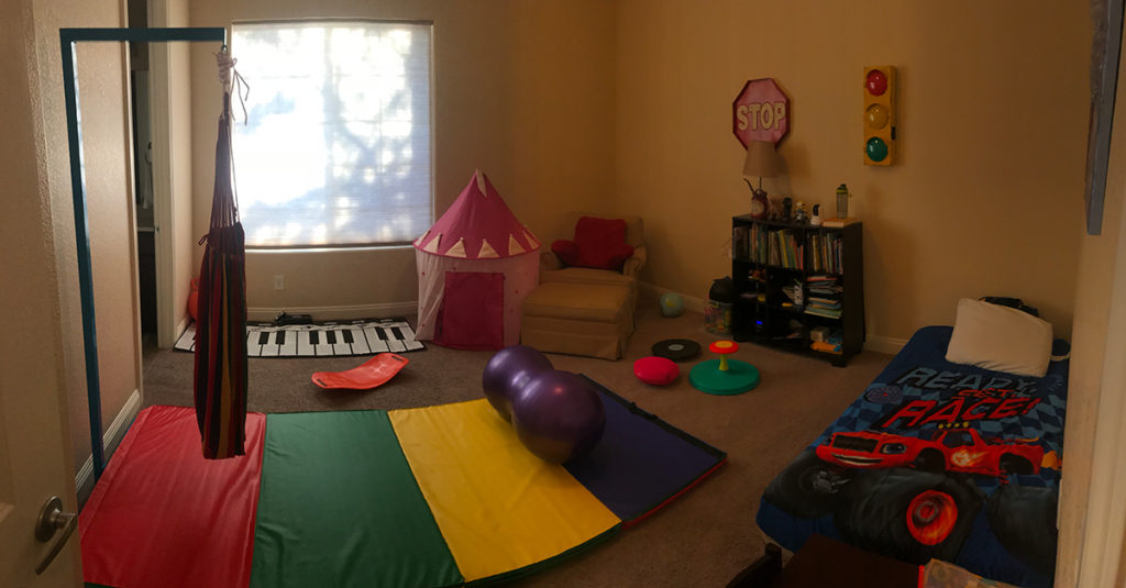 bedroom converted to therapy room for hyperactive child
