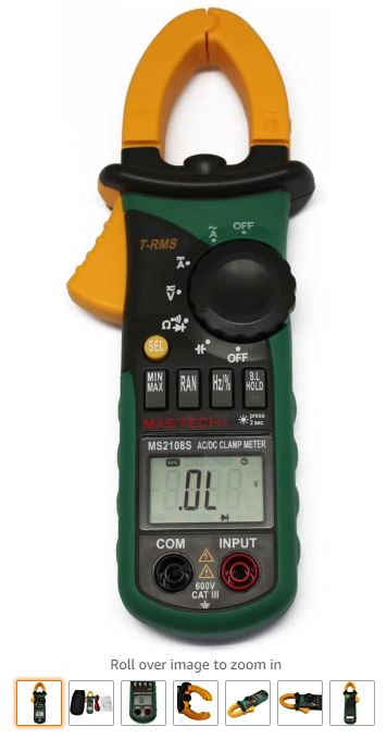 Mastech MS2108 True-RMS AC/DC Clamp Meter with Inrush Current Measurement